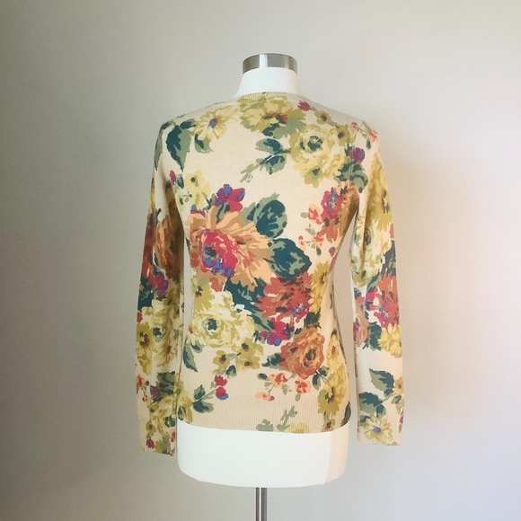 NEW Talbots 100% Cashmere Floral Button Down Cardigan S - Picture 7 of 10